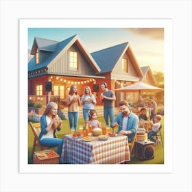 Family Having A Picnic Art Print