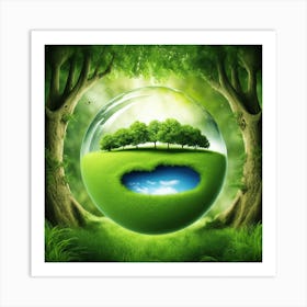 Earth Sphere With Trees Art Print