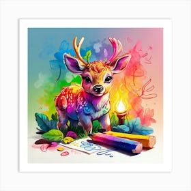 Deer Painting 3 Art Print