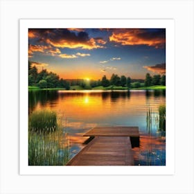 Sunset At The Lake 7 Art Print