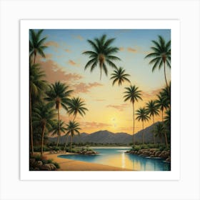 Sunset At The Beach Art Print