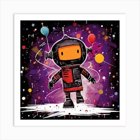 Robot In Space 2 Art Print