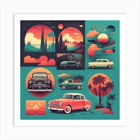 Retro Car Collection Art Print