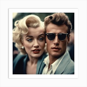 Marilyn Monroe And James Dean couple photo Art Print