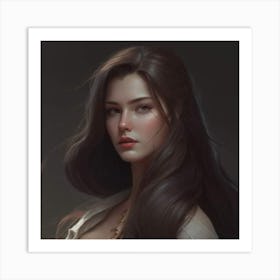 Portrait Of A Girl With Long Hair Art Print