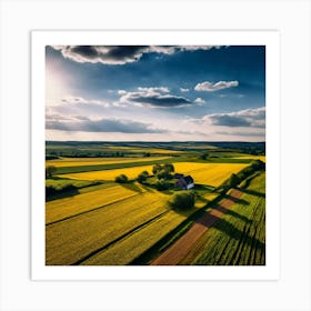 Drone Rural Farm Field Aerial Land Agricultural Crop Countryside Environment Agriculture (9) Art Print