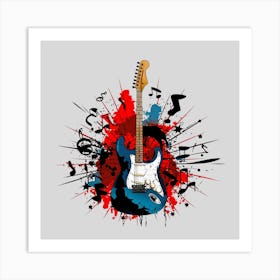 Electric Guitar With Music Notes Art Print