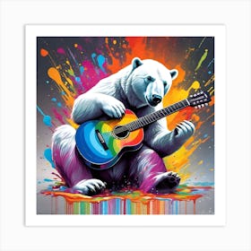Polar Bear Playing Guitar Art Print