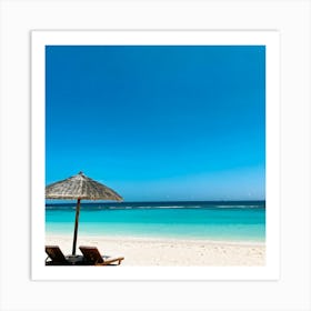 Relax Lounge Dream Ocean Beach Chair Idylli Holiday Rest Swim Shore Paradise Shoreline B (24) Art Print