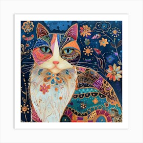 Patchwork Quilted Cat 1 Art Print