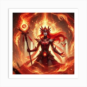 Kaida Flameheart Crimson Flame Aura Art Print