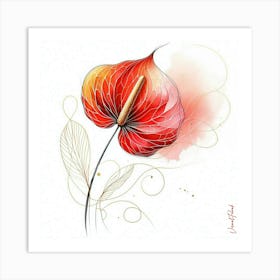 Red Anthurium Flower II. Art Print