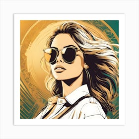 Woman Wearing Sunglasses 1 Art Print