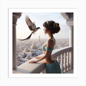 Princess and a bird  Art Print