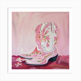 Pink Cowboy Boots 2 Art Print