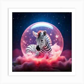 Firefly Bioluminescent, Cute, Tiny, Miniature, Sleeping, Baby Zebra, Moonlight, Adorable, Big Eyes, (2) Art Print