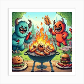 BBQ Monsters 1 Art Print