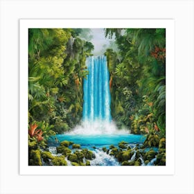 Waterfall In The Jungle 1 Art Print