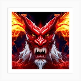 Demon Head With Flames Art Print