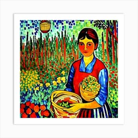 Woman In The Garden Art Print