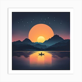 Sunset In A Canoe Art Print