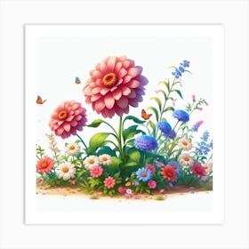 Flowers In The Garden 1 Art Print