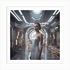 Futuristic Woman In Futuristic Space Art Print