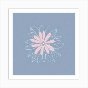 A White And Pink Flower In Minimalist Style Square Composition 44 Art Print