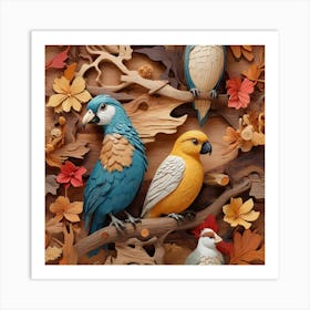 Birds On A Branch Art Print