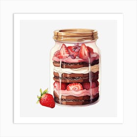 Strawberry Cake In A Jar 3 Art Print