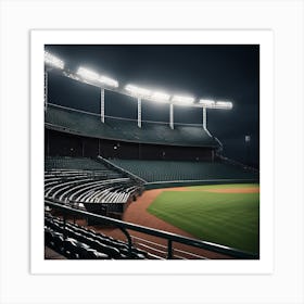Baseball Stadium At Night 1 Art Print
