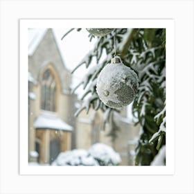 Christmas Ornaments In The Snow Art Print