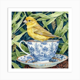 Yellow Finch In Teacup Art Print