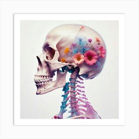 Skull With Flowers Art Print