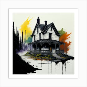 Colored House Ink Painting (17) Art Print