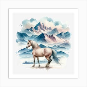 Horse In The Mountains Art Print