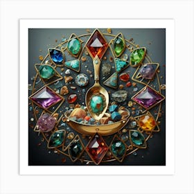 Logo made of gemstones extracted with a tablespoon. 6 Art Print