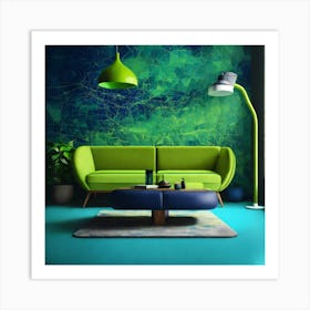 Green Living Room Art Print