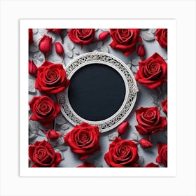 Frame With Red Roses 4 Art Print