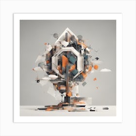 A Mixed Media Artwork Combining Found Objects And Geometric Shapes, Creating A Minimalist Assemblage (5) Art Print