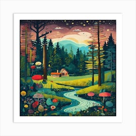 Forest Landscape Painting Art Print