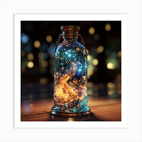 Glass Bottle With Fire Art Print