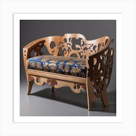 Carved Wood Bench Art Print