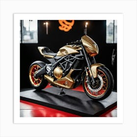 Gold Motorcycle 1 Art Print