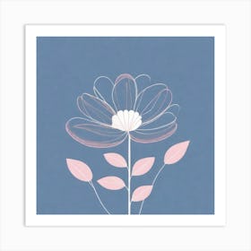 A White And Pink Flower In Minimalist Style Square Composition 294 Art Print