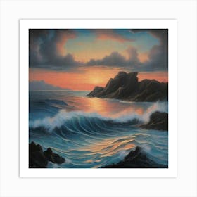 Sunset Over The Ocean Art Print