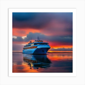 Cruise Ship At Sunset 8 Art Print