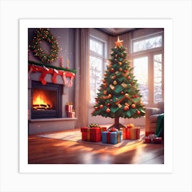 Christmas Tree In The Living Room 55 Art Print