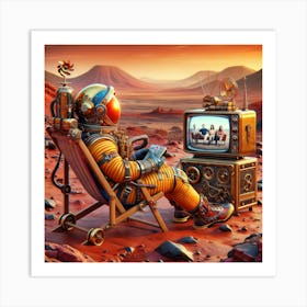 Astronaut In Tv Chair on mars watching friends Art Print