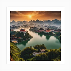 Sunset In Luoyang Art Print